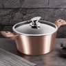 Caçarola Panela Antiaderente Tripla Camada de Mármore Tampa Vidro Turbo Indução Cozinha Rose Gold Be - 3