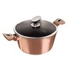 Caçarola Panela Antiaderente Tripla Camada de Mármore Tampa Vidro Turbo Indução Cozinha Rose Gold Be - 1