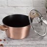 Caçarola Panela Antiaderente Tripla Camada de Mármore Tampa Vidro Turbo Indução Cozinha Rose Gold Be - 4