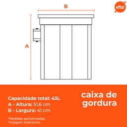 Caixa de Gordura 21 Litros com Cesto de Limpeza Cinza Fortlev - 3