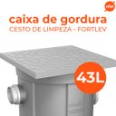 Ver imagem 2 de Caixa de Gordura 21 Litros com Cesto de Limpeza Cinza Fortlev
