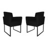 Kit 02 Poltronas Klara Base Ferro Preto Suede - Estopar Kit Klara Base Preta Suede Preto - 1