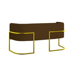 Kit Sofá 2 Lugares + 2 Poltronas Corino para Recepção Gold Cor:marrom - 6