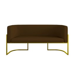 Kit Sofá 2 Lugares + 2 Poltronas Corino para Recepção Gold Cor:marrom - 5