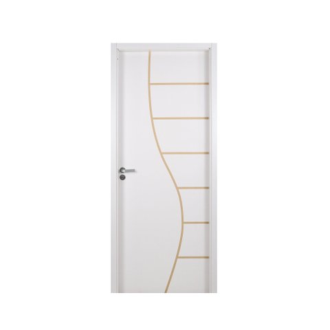 Kit Porta de Madeira Decorada 215x74cm com Batente de MDF Ultra 12cm Cantareira MGM Abertura Direita