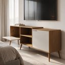 Ver imagem 3 de 2. Rack de Sala para TV 180cm Aparador Bancada 2 Portas Retrô MDF Prime Carvalho Off White
