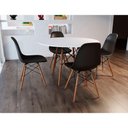 Ver imagem 1 de Mesa De Jantar Com 4 Cadeiras Pretas 90Cm Tampo Branco Base Madeira Up Home Cor: Preto