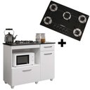 Ver imagem 1 de Kit Balcão para Cooktop Violeta Cor Branca com Fogão Cooktop 5 Bocas Ultrachama Preto