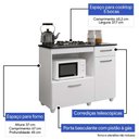 Ver imagem 3 de Kit Balcão para Cooktop Violeta Cor Branca com Fogão Cooktop 5 Bocas Ultrachama Preto