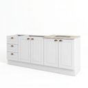 Ver imagem 4 de Cozinha Compacta Modulada 100% MDF 2 Balcões e 1 Tampo com Furo para Cooktop Branca/Calcare Emily