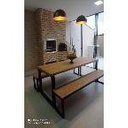 Ver imagem 1 de Mesa Estilo/Modelo Industrial com 2 Bancos (2,20 x 0,90)
