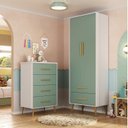 Ver imagem 1 de Quarto Infantil Completo Guarda-Roupa 2 Portas 2 Gavetas com Cômoda Magia Espresso Móveis Rosa/Branc