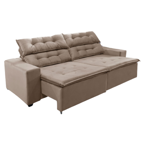 Sofá Concept 2,20 metros Retrátil e reclinável com Molas Suede Light Castor -Sofá na Web