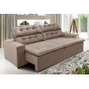 Ver imagem 2 de Sofá Concept 2,20 metros Retrátil e reclinável com Molas Suede Light Castor -Sofá na Web