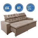 Ver imagem 3 de Sofá Concept 2,20 metros Retrátil e reclinável com Molas Suede Light Castor -Sofá na Web