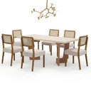 Ver imagem 2 de Mesa de Jantar Liz 160x80cm Vidro 40mm Cinamomo Off White com Kit 6 Cadeiras Veludo Palha - Valdemóv