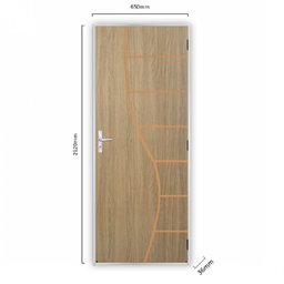 Kit Porta de Madeira Decorada 212x65cm com Batente de Alumínio 3,6cm Cantareira MGM - 3