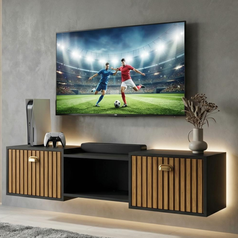 Rack Suspenso 1,20m Home Shop Design Minimalista Elegante com 2 Portas e Nicho - Varias Cores Cor:Pr