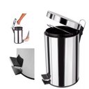 Ver imagem 1 de Lixeira Inox Redonda 5 Litros Casa Banheiro Pedal Vintage 5l Cesto Removível Aço Prateado Luxo.