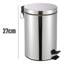 Ver imagem 2 de Lixeira Inox Redonda 5 Litros Casa Banheiro Pedal Vintage 5l Cesto Removível Aço Prateado Luxo.