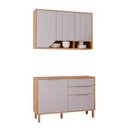 Ver imagem 2 de Cozinha Modulada 2 Peças com 1 Balcão e 1 Armário Aéreo Celeste Bege Cinamomo/Platina