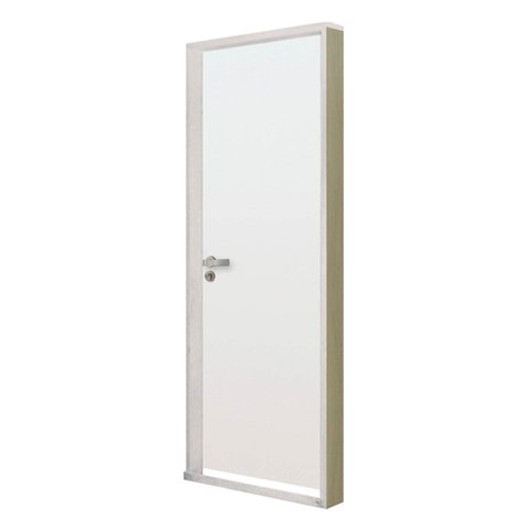 Kit Porta de Madeira Lisa 212x85cm com Batente de Alumínio 3,6cm Ecomadeiral Mgm Abertura Esquerda