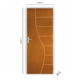 Kit Porta de Madeira Decorada 212x65cm com Batente de Alumínio 3,6cm Cantareira MGM - 3