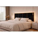 Ver imagem 2 de Cabeceira Painel Cama Box Queen 1,60 Estofado com Madeira Preta