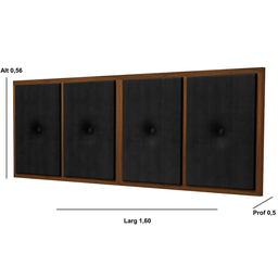 Painel Cabeceira Cama Box Queen 1,60 Estofado com Madeira- Várias Cores:Preto - 2