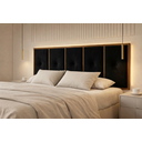Ver imagem 4 de Cabeceira Painel Cama Box Queen 1,60 Estofado com Madeira Preta