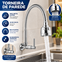 Ver imagem 4 de Torneira Gourmet Cozinha Parede Flexível 1/4 de Volta 5/8"