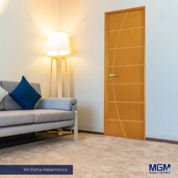 Kit Porta de Madeira Decorada 212x65cm com Batente de Alumínio 3,6cm Neblina MGM - 2