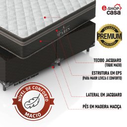 Cama Box Queen Bipartido + Colchão Paris Molas Ensacadas Pocket - 61x158x198cm - e-Shop Casa - Jacqu - 3