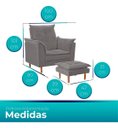 Ver imagem 2 de Poltrona de Amamentação com Puff Cinza Trovão - Meu Estofado
