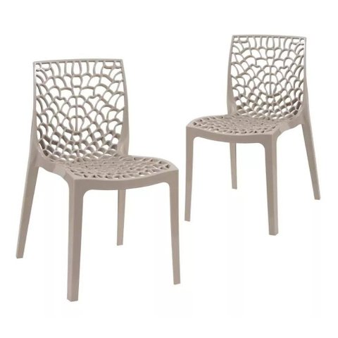 2 Cadeiras de Jantar Empilhável Gruvyer Nude