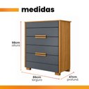 Ver imagem 4 de Cômoda Dhara 86cm 4 Gavetas Linha Cômoda Freijó Cinza Moval