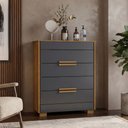 Ver imagem 3 de Cômoda Dhara 86cm 4 Gavetas Linha Cômoda Freijó Cinza Moval
