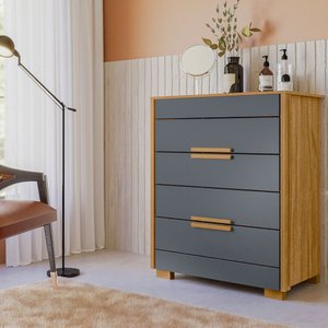 Cômoda Dhara 86cm 4 Gavetas Linha Cômoda Freijó Cinza Moval