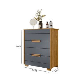 Cômoda Dhara 86cm 4 Gavetas Linha Cômoda Freijó Cinza Moval - 3
