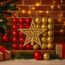 Ver imagem 6 de Kit 60 Bolas Vermelho e Dourado Natal Lisas/Foscas/Glitter c/ Ponteira Enfeite