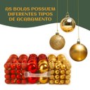 Ver imagem 5 de Kit 60 Bolas Vermelho e Dourado Natal Lisas/Foscas/Glitter c/ Ponteira Enfeite