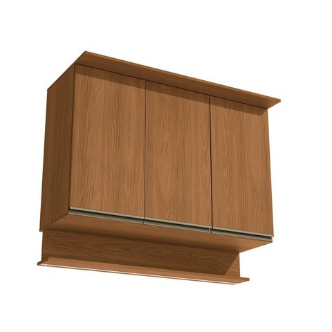 Armário Aéreo 3 Portas 120cm com LED Fita Linha Liga Modulado