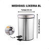 Lixeira Inox 8 Litros Com Pedal Cozinha Banheiro Escritório - 3