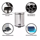 Ver imagem 4 de Lixeira Inox 8 Litros Com Pedal Cozinha Banheiro Escritório
