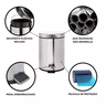 Lixeira Inox 8 Litros Com Pedal Cozinha Banheiro Escritório - 4
