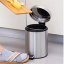 Ver imagem 2 de Lixeira Inox 8 Litros Com Pedal Cozinha Banheiro Escritório