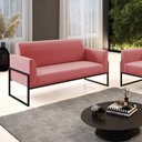 Ver imagem 2 de Sofá Namoradeira Base Industrial Alta Preto Marisa Suede D03 - D’Rossi Rose