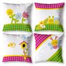 Kit 4 Almofadas Cheias Estampadas Infantil 40cm X 40cm Zíper Invisível Digital Decorativa Florzinha - 1