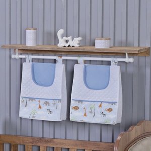 Porta Fralda Organizador Quarto de Bebê Menino Menina 2 Peças Varão:safari Azul Claro