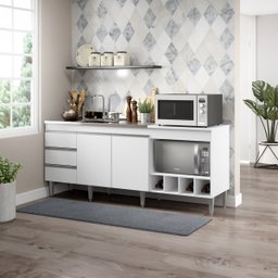 Balcão de Cozinha Completo 183x52 Cm Pia Cooktop Forno/micro Mdp Branco 2035 Menu - 1